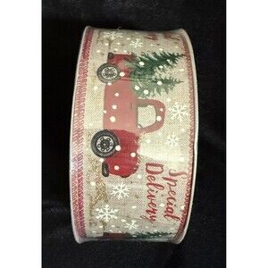 Member's Mark Wired Edge Holiday Ribbon, 2.5”W x 50 yd Christmas Farmhouse Truck